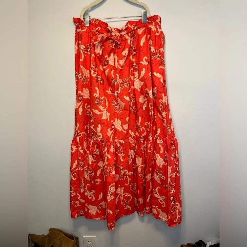 A.L.C Francis Cotton Tiered Midi Skirt in Calla Multi Sz 14
